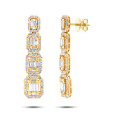 3.19ct 18k Yellow Gold Diamond Baguette Earring
